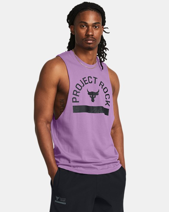 Camiseta estampada sin mangas Project Rock Payoff para hombre, Purple, pdpMainDesktop image number 0